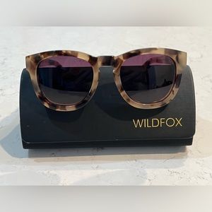 Wildfox “the fox” round light tortoise sunglasses with purple tinted lens.